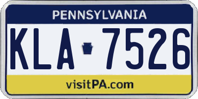 PA license plate KLA7526