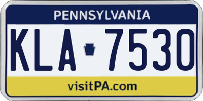 PA license plate KLA7530