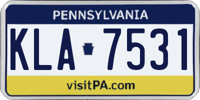 PA license plate KLA7531