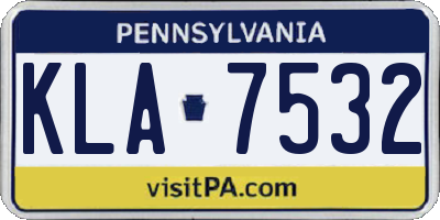 PA license plate KLA7532
