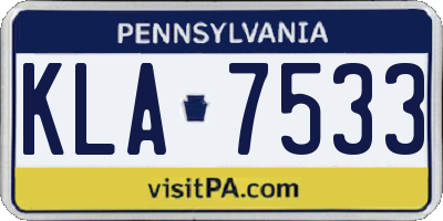 PA license plate KLA7533