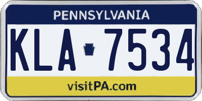 PA license plate KLA7534