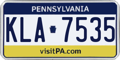 PA license plate KLA7535