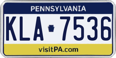 PA license plate KLA7536