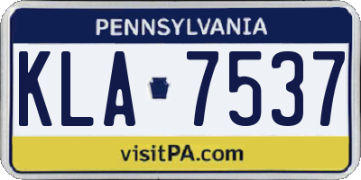 PA license plate KLA7537