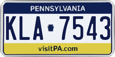 PA license plate KLA7543
