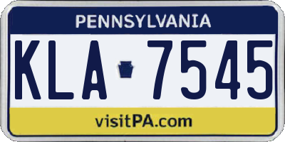 PA license plate KLA7545