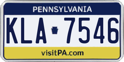 PA license plate KLA7546