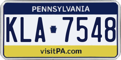 PA license plate KLA7548