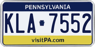 PA license plate KLA7552