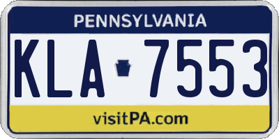 PA license plate KLA7553