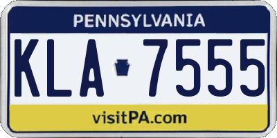 PA license plate KLA7555