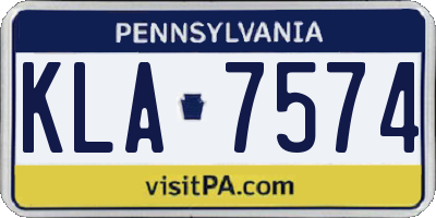 PA license plate KLA7574