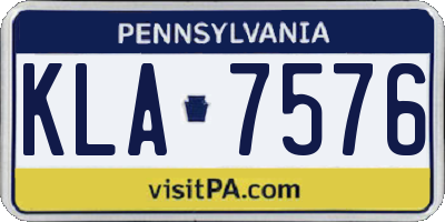 PA license plate KLA7576