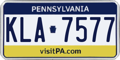 PA license plate KLA7577