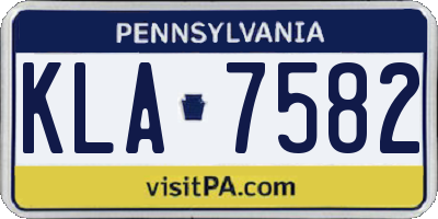 PA license plate KLA7582