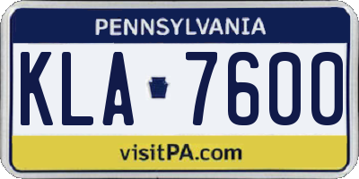 PA license plate KLA7600