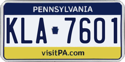 PA license plate KLA7601