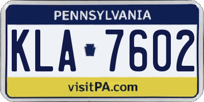 PA license plate KLA7602