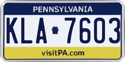 PA license plate KLA7603