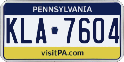 PA license plate KLA7604