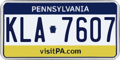 PA license plate KLA7607