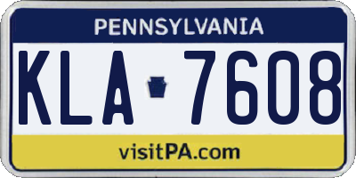 PA license plate KLA7608