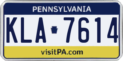 PA license plate KLA7614
