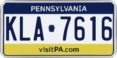 PA license plate KLA7616