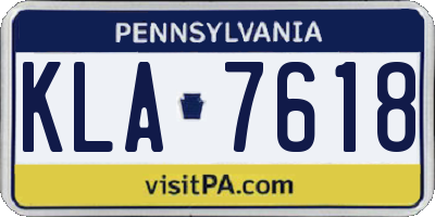 PA license plate KLA7618
