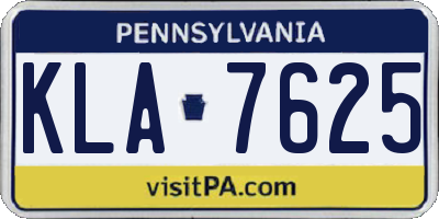 PA license plate KLA7625