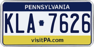 PA license plate KLA7626