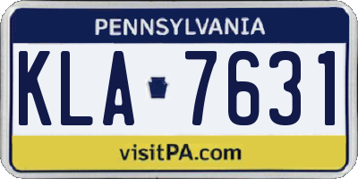 PA license plate KLA7631