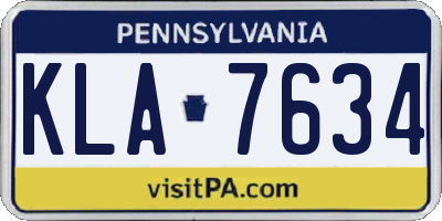 PA license plate KLA7634