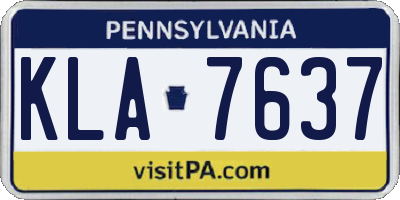 PA license plate KLA7637