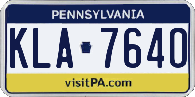 PA license plate KLA7640