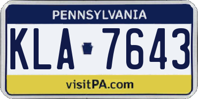PA license plate KLA7643