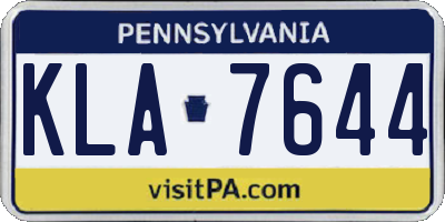 PA license plate KLA7644