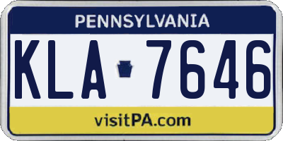 PA license plate KLA7646