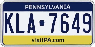 PA license plate KLA7649