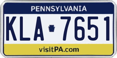 PA license plate KLA7651