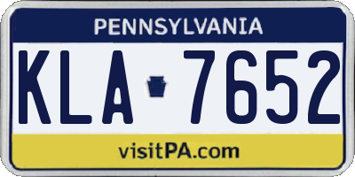 PA license plate KLA7652