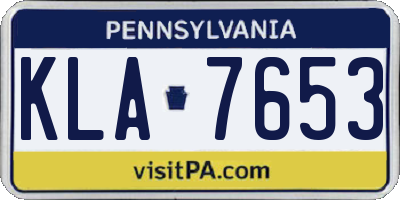 PA license plate KLA7653
