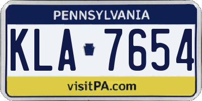 PA license plate KLA7654