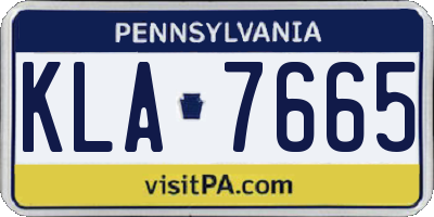 PA license plate KLA7665