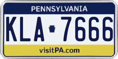 PA license plate KLA7666