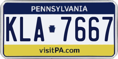 PA license plate KLA7667