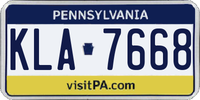 PA license plate KLA7668