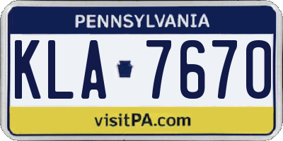 PA license plate KLA7670