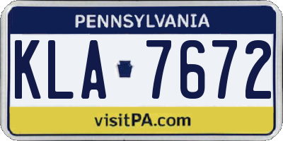 PA license plate KLA7672
